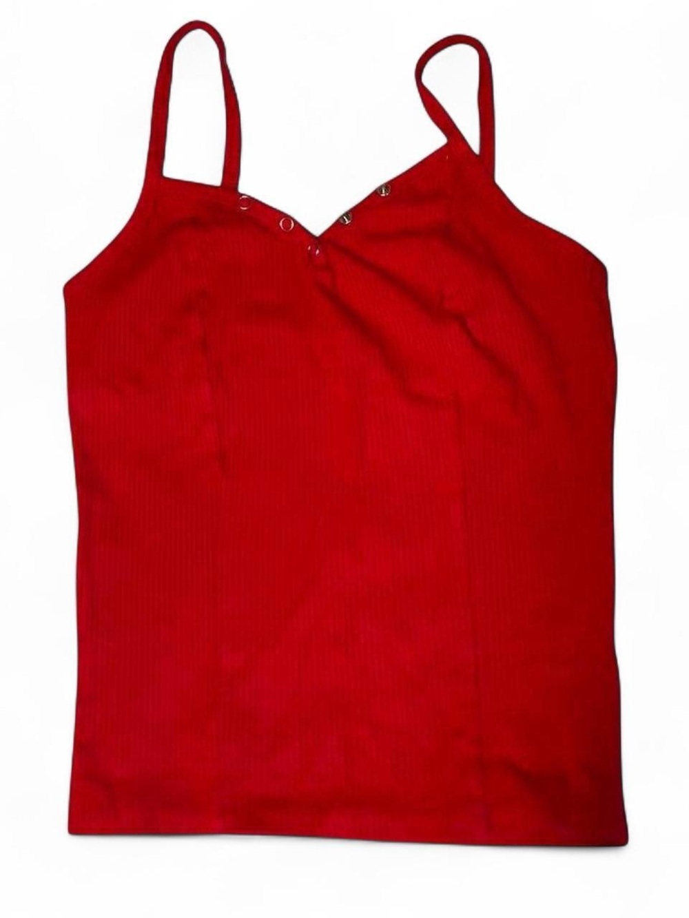 Love Tree Red Ribbed Spaghetti-Strap Camisole